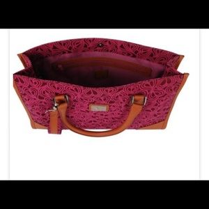 DVF laptop pink hearts bag with brown handles